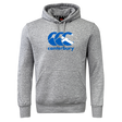 The Canterbury Scotland CCC Flag Club Hoodie by WRS Canterbury boasts a gray hooded design with a bold blue and white "canterbury" logo on the chest, complemented by unique sleeve branding.