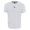 The Scotland Vintage Comfort Tee by EMB S&S Activewear is a plain white short-sleeved shirt with a small navy blue embroidered laurel wreath and "SPT" logo on the chest, inspired by classic Scottish vintage style.