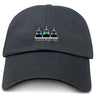 The Seacoast Rugby Club Adult Low-Profile Cotton Twill Dad Cap by EMB S&S Activewear features three boat icons and "Seacoast Rugby Club" embroidered on the front.