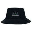 The Seacoast Rugby Club Crusher Bucket Cap by EMB S&S Activewear is a black cotton twill hat with three embroidered tugboats in blue, green, and navy, plus "Seacoast Rugby Club" below—blending unique style with sun protection.