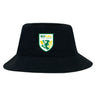 The EMB S&S Activewear SoCal Youth Referees Crusher Bucket Cap is a black cotton hat with a green and yellow "SoCal Youth Rugby" griffin logo, providing comfortable sun protection.