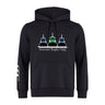 Show your rugby pride in style with the Seacoast Rugby Club Club Hoodie by WRS Canterbury—a black hoodie featuring three tugboats, "Seacoast Rugby Club Est. 1975" on the front, and a white striped design on the left sleeve.