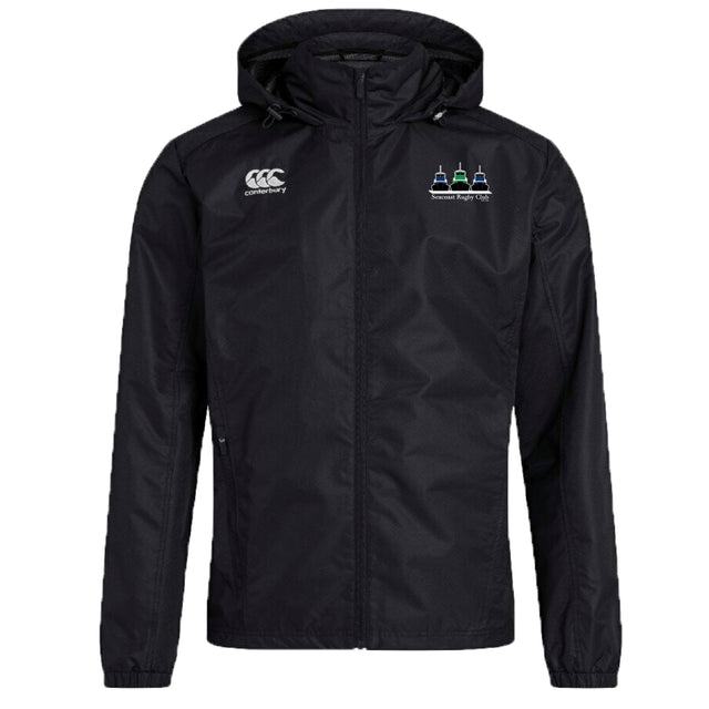 Seacoast Rugby Club Club Vaposhield Stadium Jacket by EMB Canterbury featuring a hood, Canterbury logo on the right chest, and an embroidered Seacoast Rugby Club crest on the left chest.