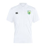 The SoCal Youth Rugby Club Dry Polo by EMB Canterbury is a white short-sleeved polo with Vapodri technology, featuring the Canterbury logo on the right chest and a green and yellow shield on the left.