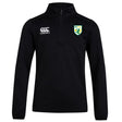 The SoCal Youth Rugby Club 1/4 Zip Mid Layer Training Top by EMB Canterbury is a black, long-sleeve training top with a 1/4 zip, featuring the Canterbury logo on the right chest and the SoCal badge on the left.