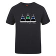 The Seacoast Rugby Club Club Plain Tee by WRS Canterbury is a black cotton blend shirt with three tugboat graphics in blue, green, and black above "Seacoast Rugby Club" on the front.