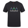 The Seacoast Rugby Club Club Plain Tee by WRS Canterbury is a black cotton blend shirt with three tugboat graphics in blue, green, and black above "Seacoast Rugby Club" on the front.