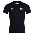 The SoCal Youth Rugby Club Dry Tee by EMB Canterbury is a black short-sleeve workout shirt with a right-chest Canterbury logo, left SoCal rugby crest, and breathable Vapodri technology—perfect for intense training sessions.