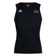 Sleeveless black Seacoast Rugby Club Club Dry Singlet by EMB Canterbury, featuring Vapodri Technology, small white Canterbury logos, and an embroidered "Seacoast Rugby Club" emblem on the left chest—ideal athletic gear.