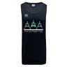 The Seacoast Rugby Club Tempo Vapodri Singlet by WRS Canterbury is a black sleeveless jersey with three tugboats and "Seacoast Rugby Club Est. 2019" on the front, plus a shoulder Canterbury logo and breathable VapoDri technology.