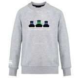 The Seacoast Rugby Club Club Crew Sweatshirt by WRS Canterbury features three tugboats in black, blue, and green above "Seacoast Rugby Club" on light gray, with an embroidered CCC logo for ultra-soft style and comfort.