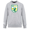 The SoCal Youth Rugby Club Crew Sweatshirt by WRS Canterbury is a grey ultra-soft sweatshirt with a green and yellow dragon "SOCAL Youth Rugby" logo on the chest and a small embroidered CCC logo on the left sleeve.