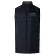 A black, sleeveless Seacoast Rugby Club Women's Elite Microlite Gilet by EMB Canterbury features a front zipper and embroidered club logo on the chest—an insulated sports vest ideal for athletes.