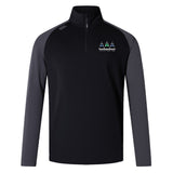 A black and grey EMB Canterbury Seacoast Rugby Club Elite First Layer quarter-zip pullover with VapoDri technology, featuring a small embroidered three towers logo and "Somerset Rugby Lights" text on the left chest.