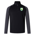 The SoCal Youth Rugby Elite First Layer by EMB Canterbury is a black and gray long-sleeve quarter-zip pullover with the SoCal Youth Rugby logo on the left chest and Canterbury branding on the right shoulder—ideal for rugby training.