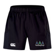 The EMB Canterbury Seacoast Rugby Club Advantage Short 2.0 features an elastic waistband, white Canterbury logo on the left leg, and club logo on the right—perfect for sustainable sportswear fans.