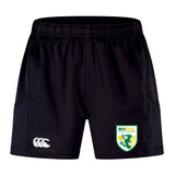 The SoCal Youth Rugby Advantage Short 2.0 by EMB Canterbury features a white Canterbury logo on the left leg and a SoCal Youth Rugby crest on the right, combining comfort with sustainable sportswear for training.