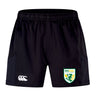 The SoCal Youth Rugby Advantage Short 2.0 by EMB Canterbury features a white Canterbury logo on the left leg and a SoCal Youth Rugby crest on the right, combining comfort with sustainable sportswear for training.