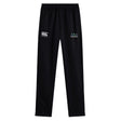 The Seacoast Rugby Club Stretch Tapered Pant by EMB Canterbury features an elastic waistband, white Canterbury logo on the left thigh, multicolored emblem on the right, and quick-dry fabric—ideal men's workout pants.