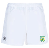The SoCal Youth Rugby Advantage Rugby Shorts by EMB Canterbury feature an elastic waistband, Canterbury logo on the left leg, SoCal Youth Rugby logo on the right, and are designed for comfort and performance on the field.