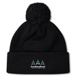 Stay warm on chilly match days with the Seacoast Rugby Club Pom Pom Beanie by EMB Canterbury—featuring a fleece lining, pom-pom, and an embroidered three ships logo with "Seacoast Rugby Club" on the front cuff.