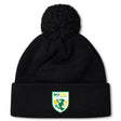 Stay warm in the EMB Canterbury SoCal Youth Rugby Pom Pom Beanie by Canterbury, a black fleece-lined knit hat with a pom-pom and SoCal Youth Rugby logo patch—perfect for rugby fans.