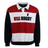 The SDS USA Rugby Rugger Sweater is a long-sleeve pullover with red, white, and navy stripes, plus "USA Rugby" and an eagle logo on the chest—ideal American rugby fan apparel.