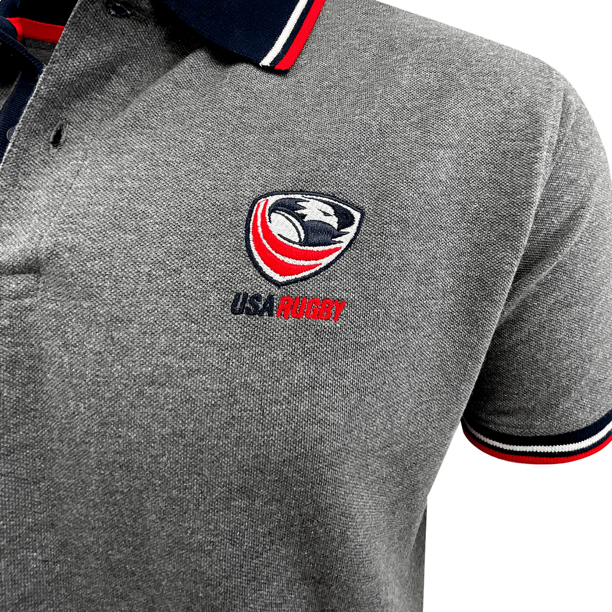 Check out the SDS USA Rugby Pique Cotton Polo, made from 100% cotton with the iconic logo on the chest. Ideal for rugby fans, it features a navy and white trim on the collar and sleeves.