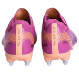 Back view of two IDA Sports IDA Helia Club SG women's soft ground soccer cleats in dark pink with metallic studs for wet, muddy fields; "You Got This!" printed on the heel tabs.