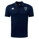 Navy blue breathable Scottsdale Rugby Club Dry Polo featuring the Scotland rugby team logo on the left chest and the EMB Canterbury brand logo on the right chest, enhanced with Vapodri Technology.
