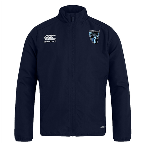 Scottsdale Rugby Club Track Jacket by EMB Canterbury with a zip front, featuring the EMB Canterbury logo on the left chest and a "Southern Rugby" emblem on the right, crafted in lightweight polyester.