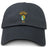The EMB S&S Activewear South Side Irish 50th Anniversary Adult Low-Profile Cotton Twill Dad Cap in black features embroidered team branding, a crest, and "South Side Irish Rugby Chicago 50 Years" in yellow and green.