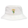 The EMB S&S Activewear South Side Irish 50th Anniversary Crusher Bucket Cap features the team emblem embroidered on the front—a stylish and durable cotton hat for sun protection and celebrating Chicago rugby fandom.