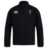The South Side Irish 50th Anniversary Club Track Jacket by EMB Canterbury features a black, lightweight design with the Canterbury logo on the right chest and an embroidered crest with text on the left.
