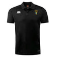 The South Side Irish 50th Anniversary Club Dry Polo by EMB Canterbury is a black short-sleeve polo with a collar and white South African Rugby logos. Made with breathable Vapodri technology for cool, comfortable wear.
