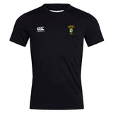 The EMB Canterbury South Side Irish 50th Anniversary Club Dry Tee is a black short-sleeve shirt with a white "Canterbury" logo, colorful chest badge, and Vapodri Technology to keep you cool and comfortable.