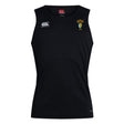 The South Side Irish 50th Anniversary Club Dry Singlet by EMB Canterbury is a sleeveless black Vapodri top with a white Canterbury logo on the right chest and a small embroidered crest on the left, ideal for athletic gear fans.
