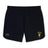 The South Side Irish 50th Anniversary Women's Elite Woven Short by EMB Canterbury features black fabric, a small embroidered emblem on the right leg, a white logo on the left, and secure zippered pockets.