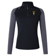 The South Side Irish 50th Anniversary Women's Elite First Layer by EMB Canterbury is a black and gray long-sleeve pullover featuring a quarter-zip, club logo left chest, Canterbury logo right shoulder, and VapoDri moisture-wicking tech.