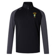 The South Side Irish 50th Anniversary Elite First Layer by EMB Canterbury is a black and gray long-sleeve training top with an embroidered crest, yellow left chest text, and a stand-up collar.