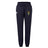 The South Side Irish 50th Anniversary Women's Leisure Sweatpant by EMB Canterbury features a navy blue design, drawstring waist, white logo on the left thigh, and an embroidered crest with yellow text on the right thigh.