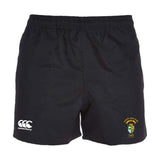 The South Side Irish 50th Anniversary Professional Polyester Rugby Short by EMB Canterbury features an elastic waistband, embroidered crest, Canterbury logo, and practical pockets—perfect for training or matches.