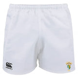 South Side Irish 50th Anniversary Advantage Rugby Shorts by EMB Canterbury, featuring an elastic waistband, CCC logo on the left leg, and embroidered crest on the right.