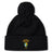 The South Side Irish 50th Anniversary Pom Pom Beanie by EMB Canterbury features a black knit, fleece lining for warmth, a large pom-pom, and an embroidered South Side Irish Rugby Chicago crest on the front cuff.