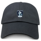 The EMB S&S Activewear Eckerd College Adult Low-Profile Cotton Twill Dad Cap features embroidered team branding with the "Siren College Sirens Rugby" mermaid and rugby ball logo on the front.