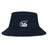 The Play Rugby USA Crusher Bucket Cap by EMB S&S Activewear is a navy blue cotton twill hat with the "Play Rugby USA" logo, three stars, and a swoosh on the front—perfect for sun protection during outdoor sports.