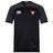 The black Superior Rugby Vapodri Evader Jersey by EMB Canterbury features a white logo, a red and white "S" team crest, and moisture-wicking fabric to keep you cool and comfortable throughout every game.
