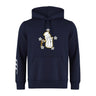 The Five Star Rugby Club Hoodie by WRS Canterbury features a navy blue design with a front print of a beer stein, white gloves, and five stars, plus three white stripes on the left sleeve—ideal for rugby fans and players.