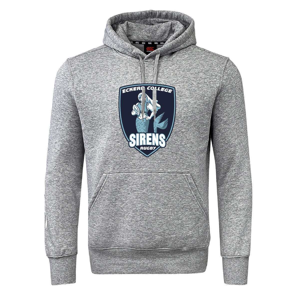 The Eckerd College Club Hoodie by Canterbury features the Sirens Rugby team logo on the front and is crafted from soft fleece for comfort and style. Brand: WRS Canterbury.