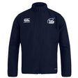 The Play Rugby USA Club Track Jacket by EMB Canterbury features a navy design with "Canterbury" and "Play Rugby" chest logos. Lightweight and sporty, it's ideal for active days.